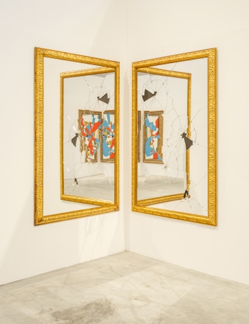 Two Less One, 2009, Gilded wood, mirror