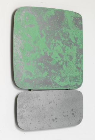 Some Kinda Green Over Some Kinda Gray, 2019, Steel canvas, patina, matte clear finish