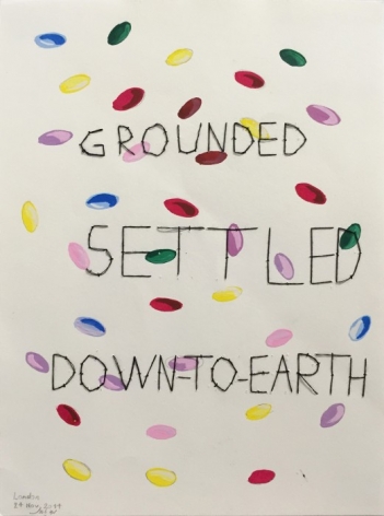 Grounded Setteled Down To Earth, 2015, Embroidery on paper