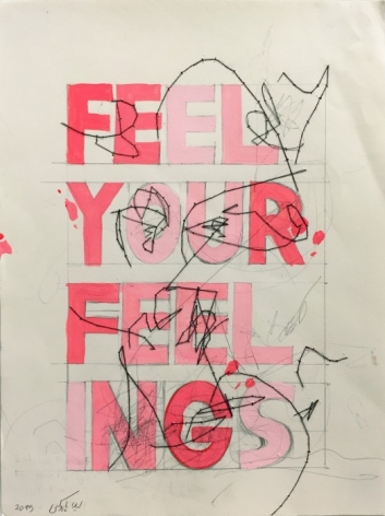 Feel Your Feelings, 2015, Embroidery on paper