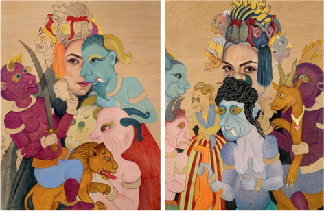 Party (diptych),&nbsp;2019, Oil on wood panel