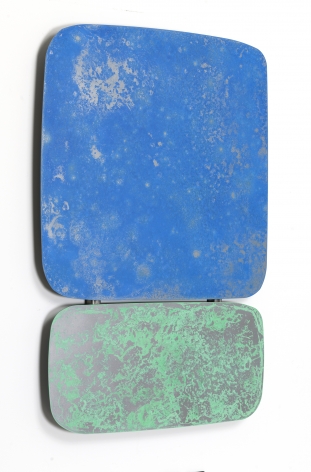 Some Kinda Blue Over Some KInda green, 2019, Steel canvas, patina, matte clear finish