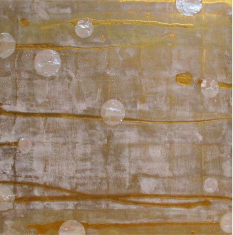 Untitled Yellow Gold and Pearl (Chanel), 2011, Gold leaf, mother of pearl inlay, resin, pigment, on wood panel