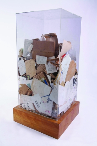 Sol Lewitt&rsquo;s Refuse,&nbsp;1970, Accumulation of studio refuse in Plexiglas box.